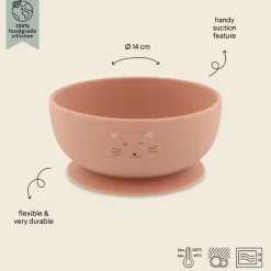 Trixie Tigela de Silicone com Ventosa Mrs. Cat | Para Bebés 4m+