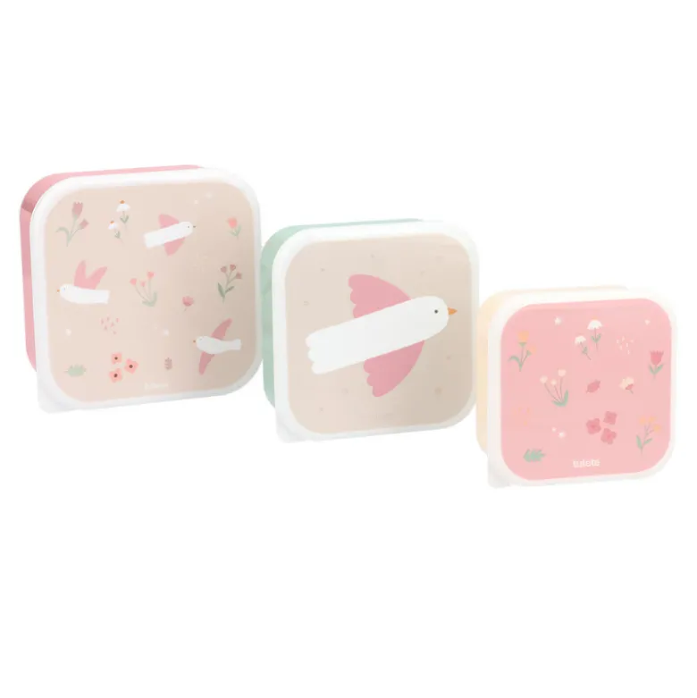 Tutete 3 Lancheiras Blossom Birds | Caixas Snacks Infantil BPA Free