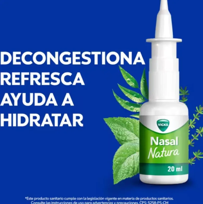 Vicks Natura Spray Nasal 20ml | Descongestionante Natural com Óleos Essenciais