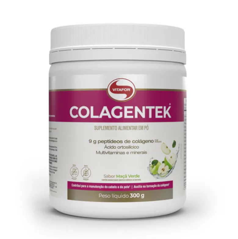 Vitafor Colagentek Pó Maçã Verde Colágenio Hidrolisado 300g | Pele, Cabelo, Unhas e Articulações