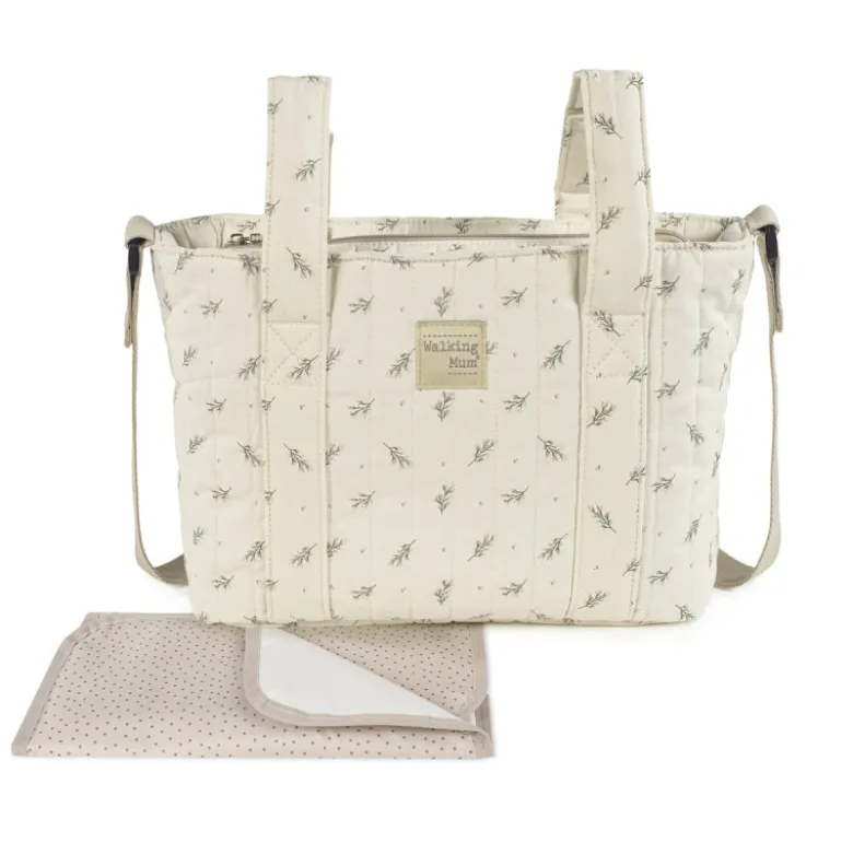 Walking Mum Mala Maternidade Tiracolo Mimosa Verde | Bolsa Carrinho Bebé Impermeável com Trocador
