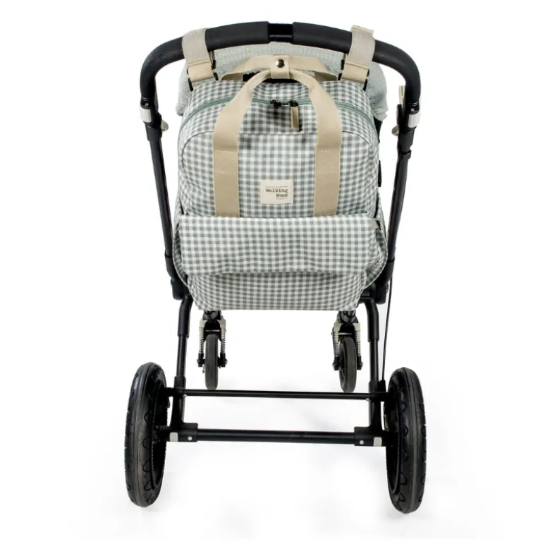 Walking Mum Mochila Maternidade I Love Vichy Green | Muda fraldas incluído