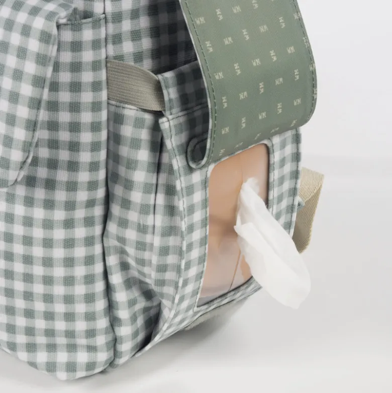 Walking Mum Mochila Maternidade I Love Vichy Green | Muda fraldas incluído