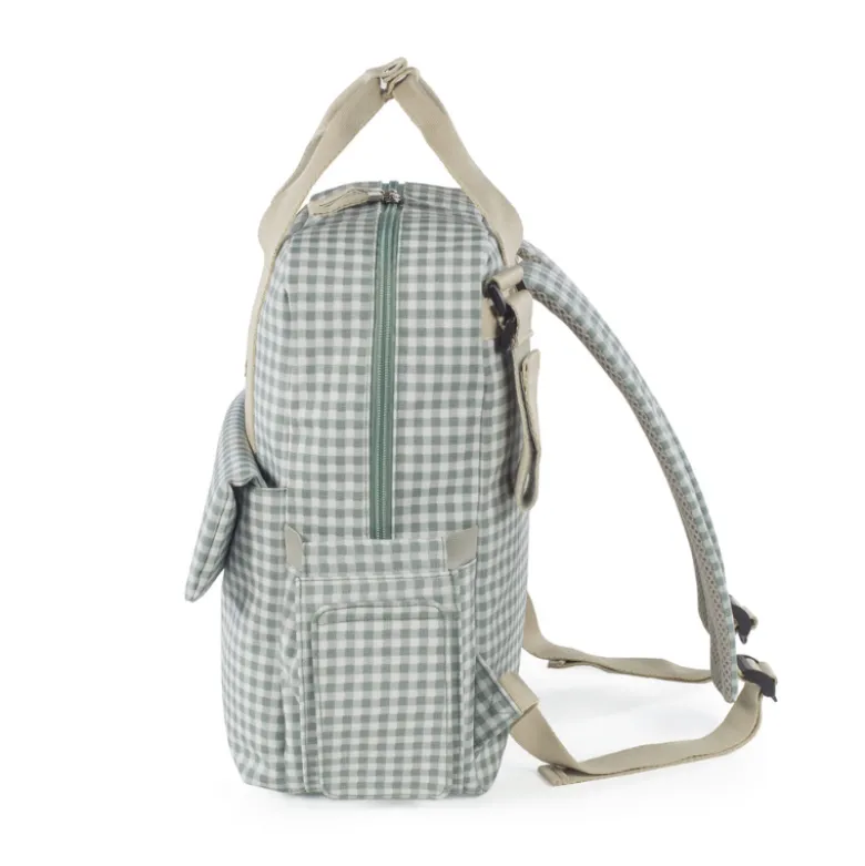 Walking Mum Mochila Maternidade I Love Vichy Green | Muda fraldas incluído