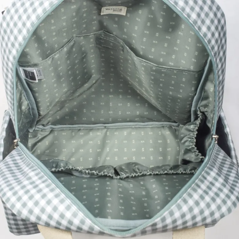 Walking Mum Mochila Maternidade I Love Vichy Green | Muda fraldas incluído