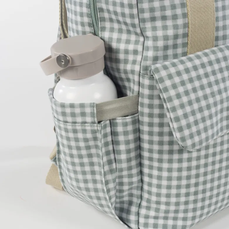 Walking Mum Mochila Maternidade I Love Vichy Green | Muda fraldas incluído