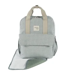 Walking Mum Mochila Maternidade I Love Vichy Green | Muda fraldas incluído