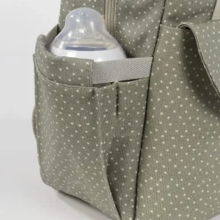 Walking Mum Mochila Maternidade Polka Dot Poppy Moss | Muda fraldas incluído