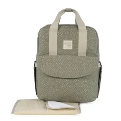 Walking Mum Mochila Maternidade Polka Dot Poppy Moss | Muda fraldas incluído