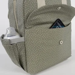 Walking Mum Mochila Maternidade Polka Dot Poppy Moss | Muda fraldas incluído