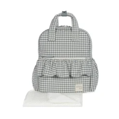 Walking Mum Mochila Maternidade Praliné Vichy Matcha | Muda fraldas incluído