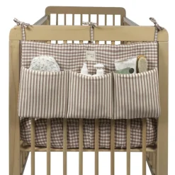 Walking Mum Organizador de Berço Praliné Vichy Moka | Bolsos Bebé Cama Arrumação