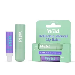 Wild Bálsamo Labial + Recarga Coco e Baunilha 4,5g | Hidratação Natural - Batom Recarregável