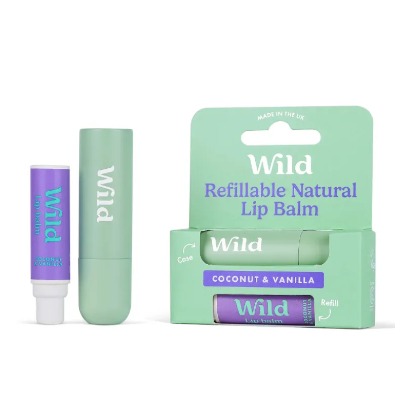 Wild Bálsamo Labial + Recarga Coco e Baunilha 4,5g | Hidratação Natural - Batom Recarregável