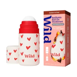 WILD Desodorizante Roll-On Caixa+Recarga Corações Âmbar e Ágar 50ml