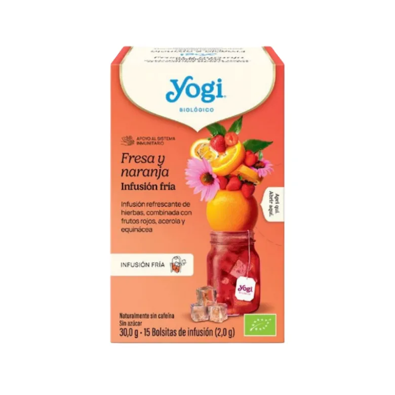 Yogi Tea Bio Infusão Fria Morango e Laranja 15 Saquetas | Infusão Fria